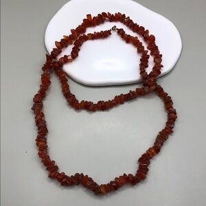 12k gold filled vintage single strand carnelian bead long necklace great 2 layer